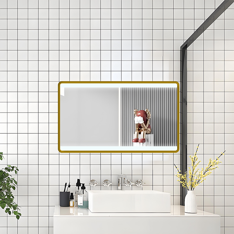 Bathroom Bavarian Gold Square Mirror With Functions