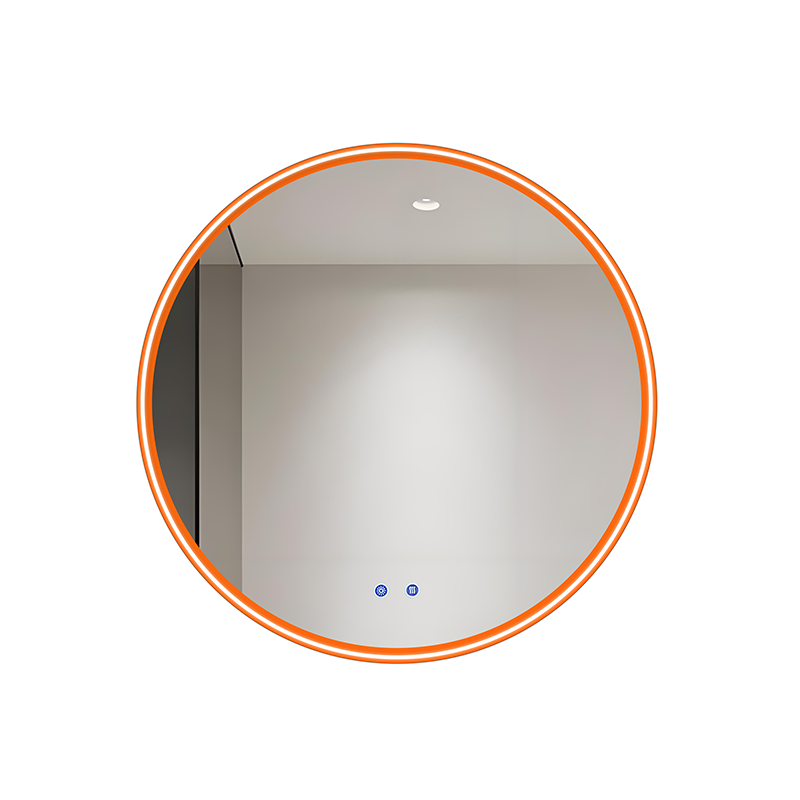 Orange Round Wall Mounted Decorative Glass Mirror