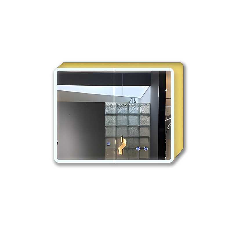 Modern Wall Mounted Gold Square Mirror Cabinet