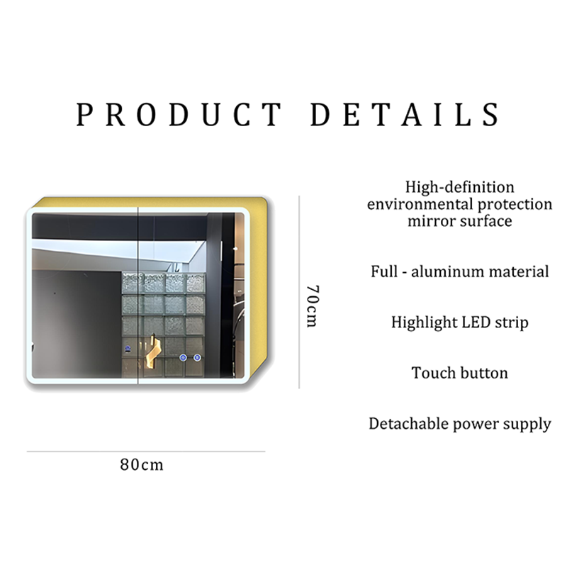 Modern Wall Mounted Gold Square Mirror Cabinet