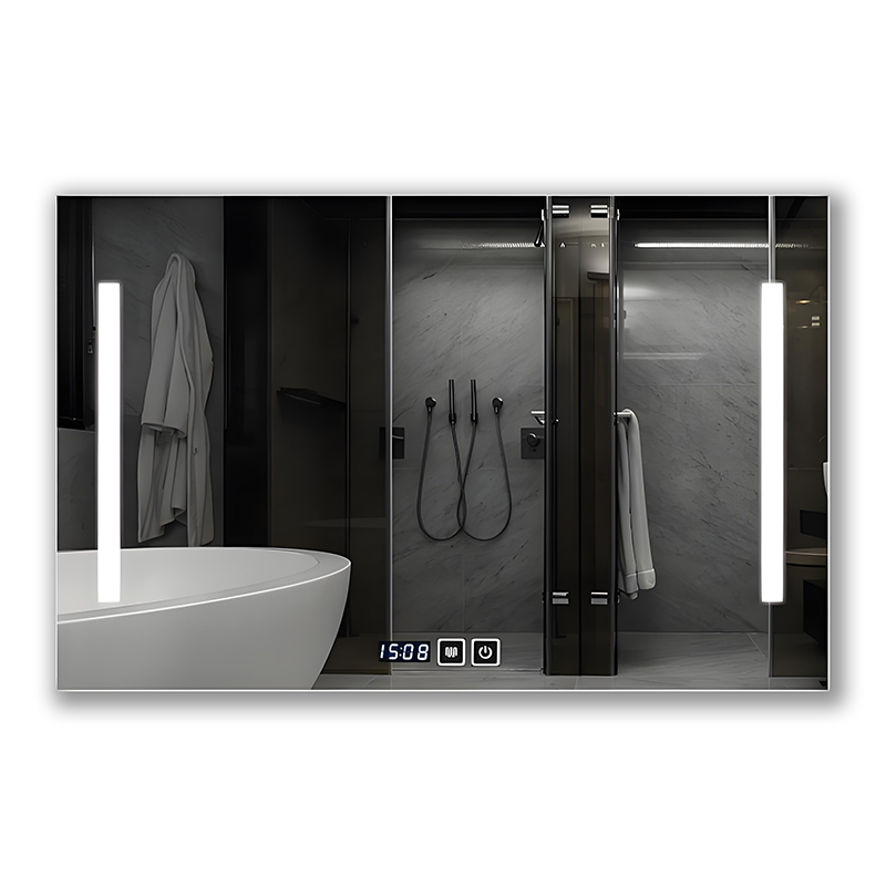 Modern Large Wall Mounted Square Mirror With Light