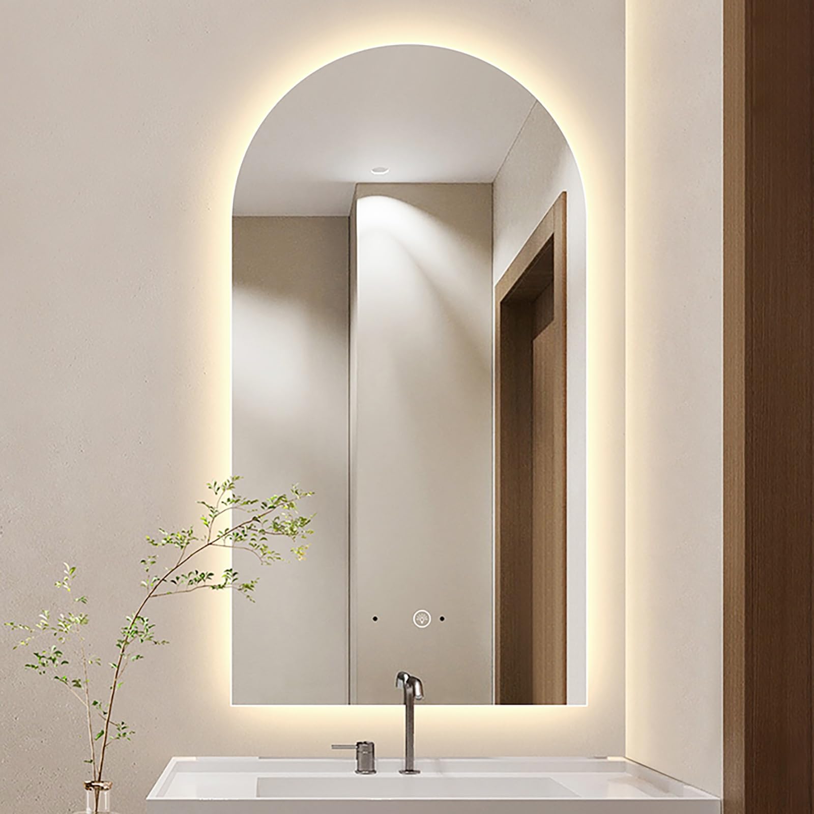 Arched Backlit Heated Bathroom Mirror