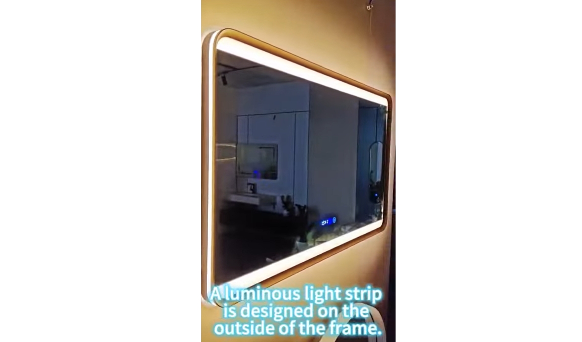 Bathroom Bavarian Gold Square Mirror With Functions