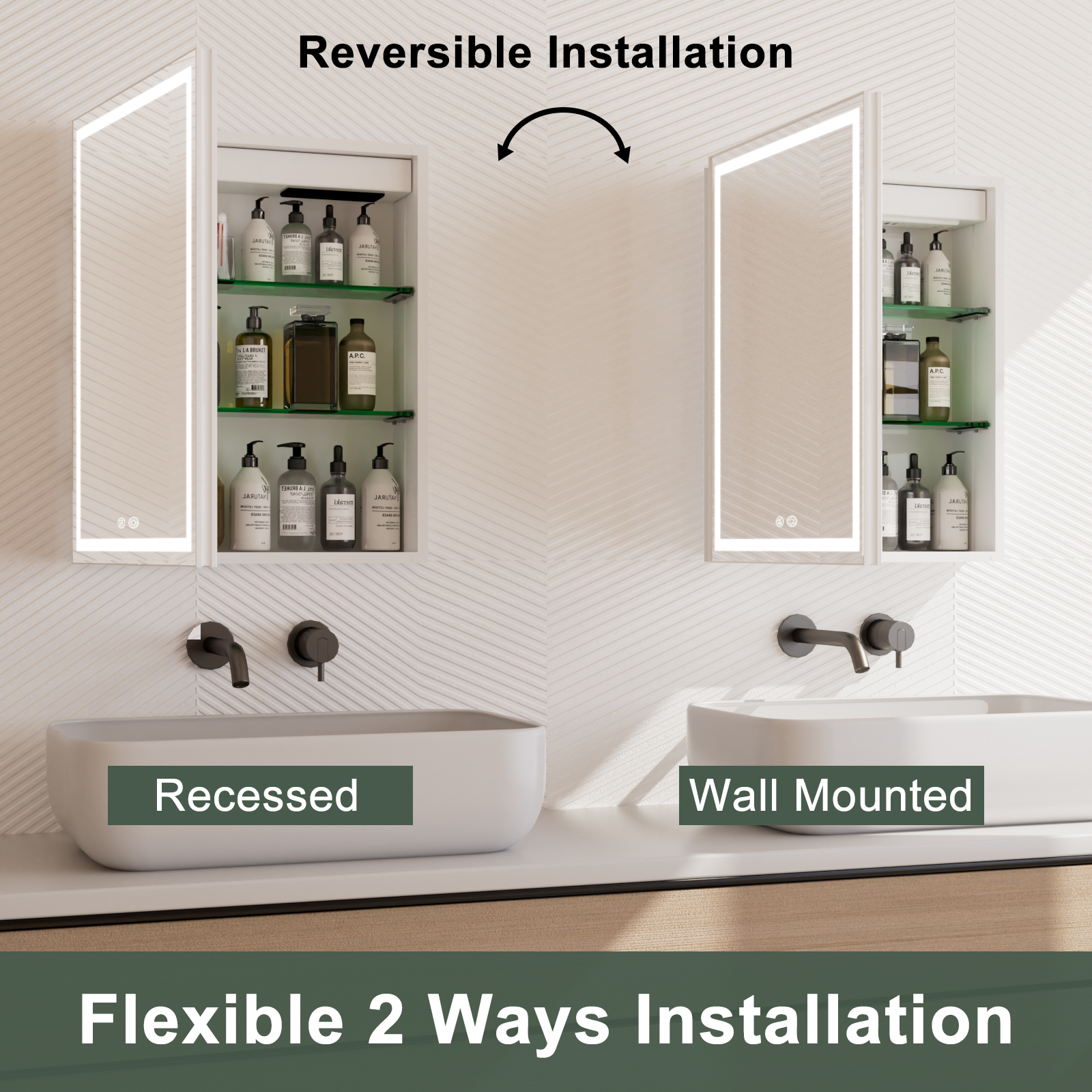 Wall-Mounted Aluminum Alloy Smart Bathroom Mirror Cabinet