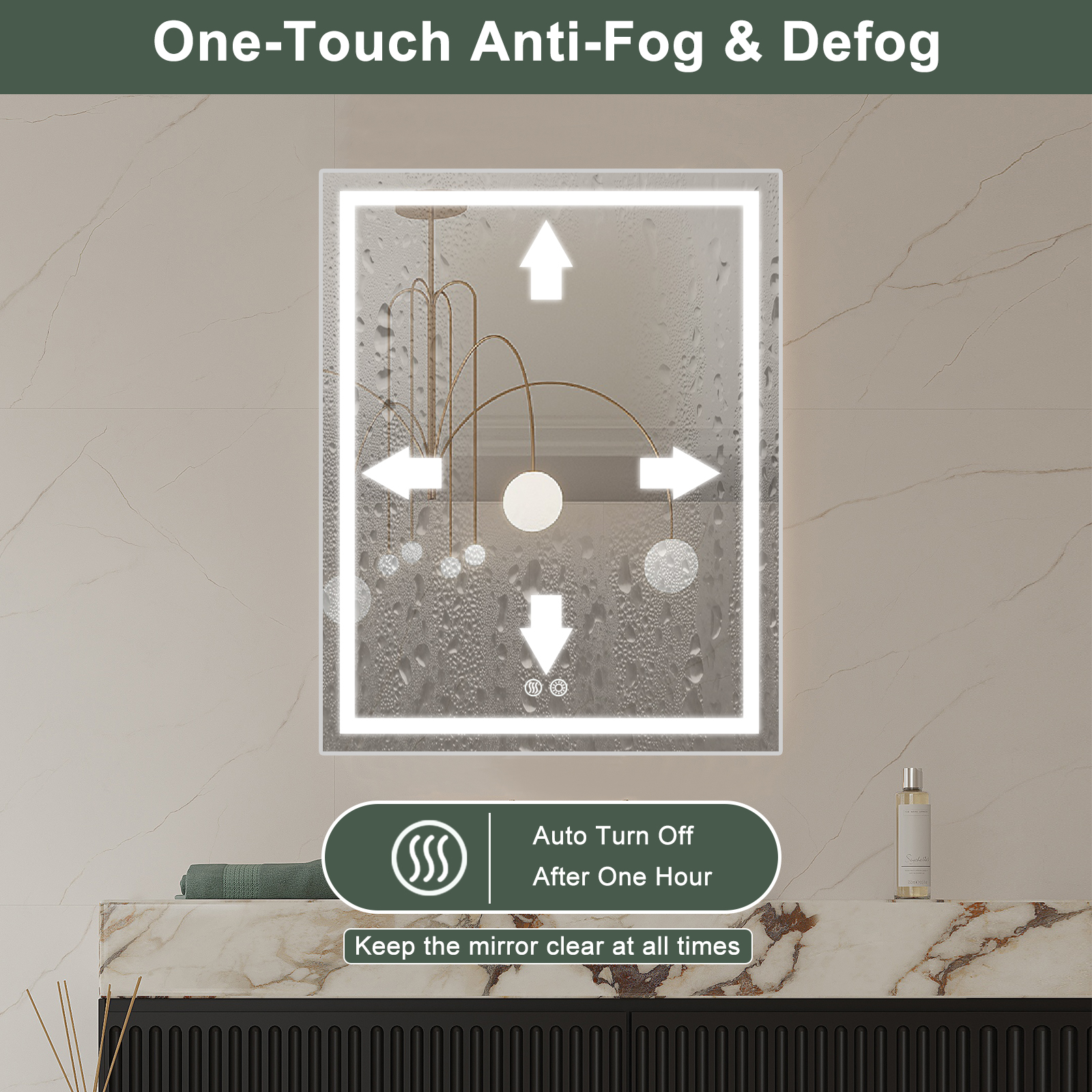 Wall-Mounted Aluminum Alloy Smart Bathroom Mirror Cabinet