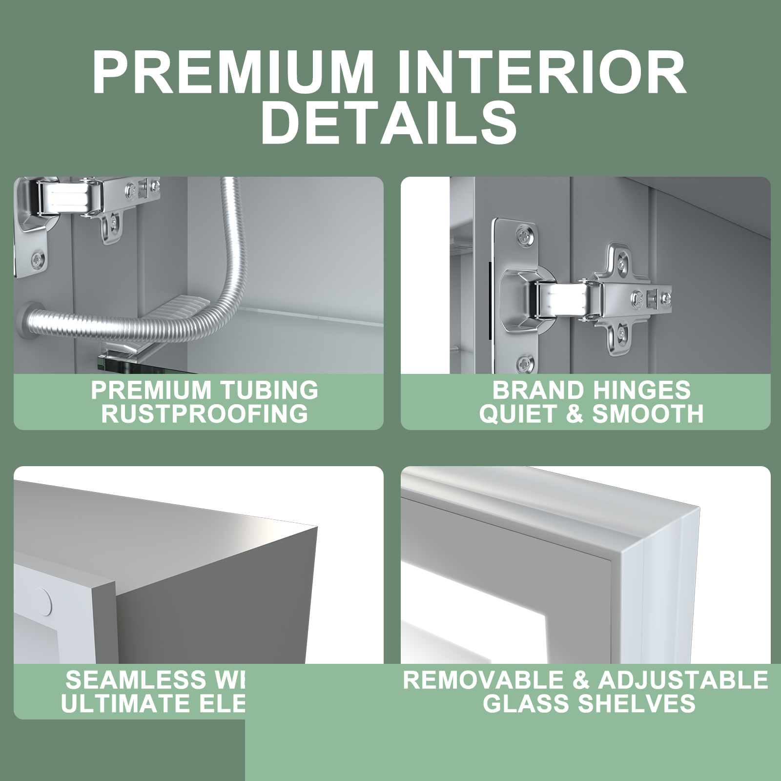 Wall-Mounted Aluminum Alloy Smart Bathroom Mirror Cabinet