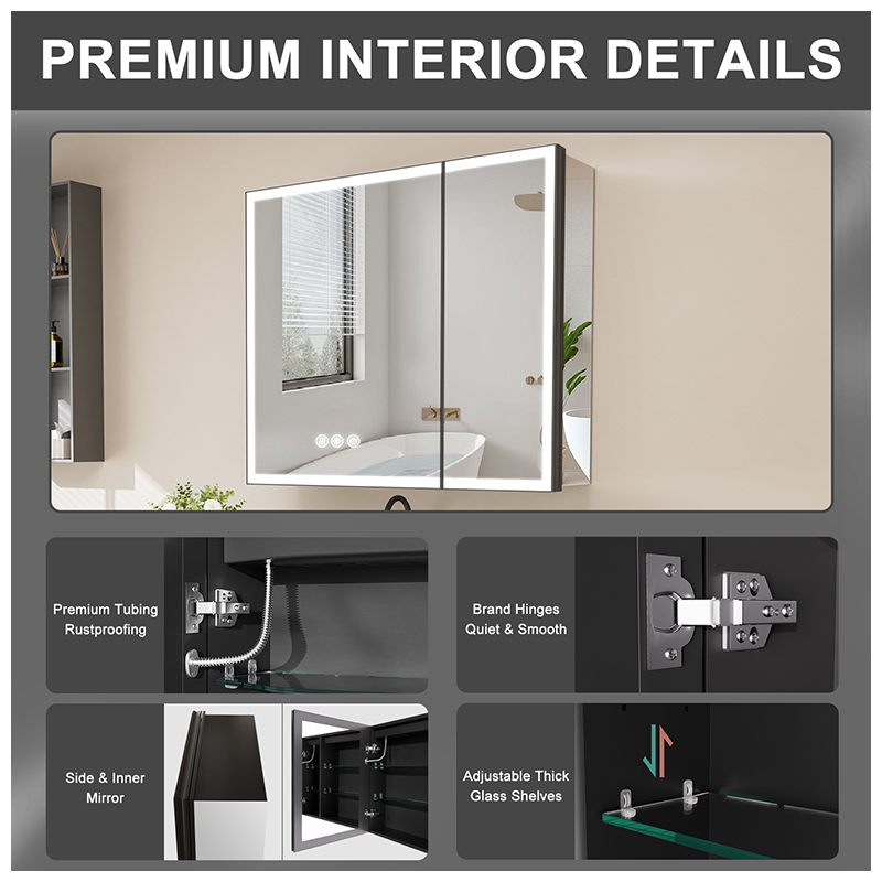 Dimmable Lighted Vanity Mirror with Anti-Fog