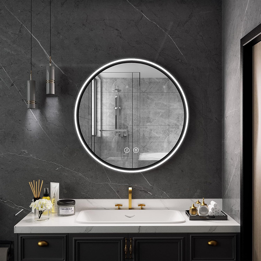 Round LED Anti-Fog Bathroom Mirror For Shower And Vanity