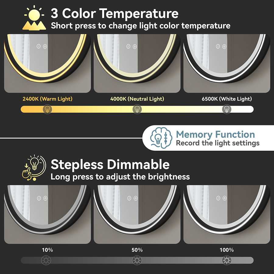 LED Vanity Mirror with Anti-Fog And Dimmable Lights
