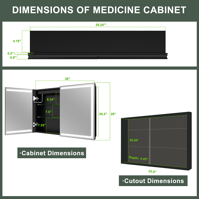 Modern Medicine Cabinet Mirror With Storage Wall Mounted Bathroom Mirror Cabinet