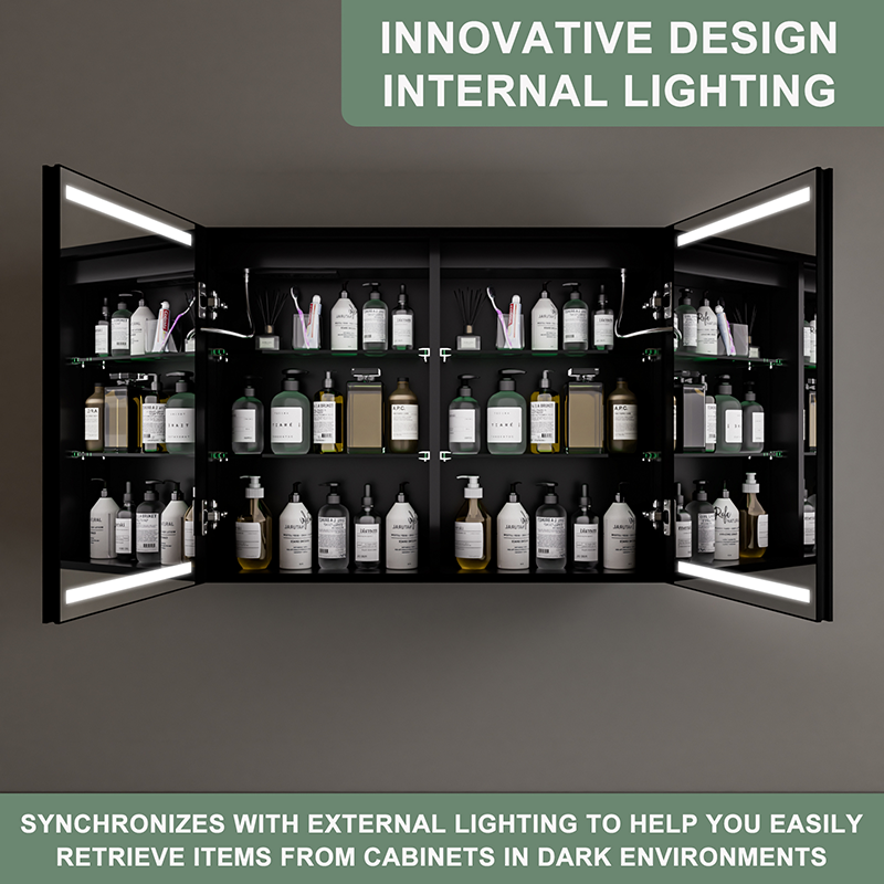 Smart LED Bathroom Mirror Cabinet with Light and Storage Shelves