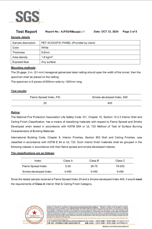 PET 9mm 1800gsm ASTM E84 Class A