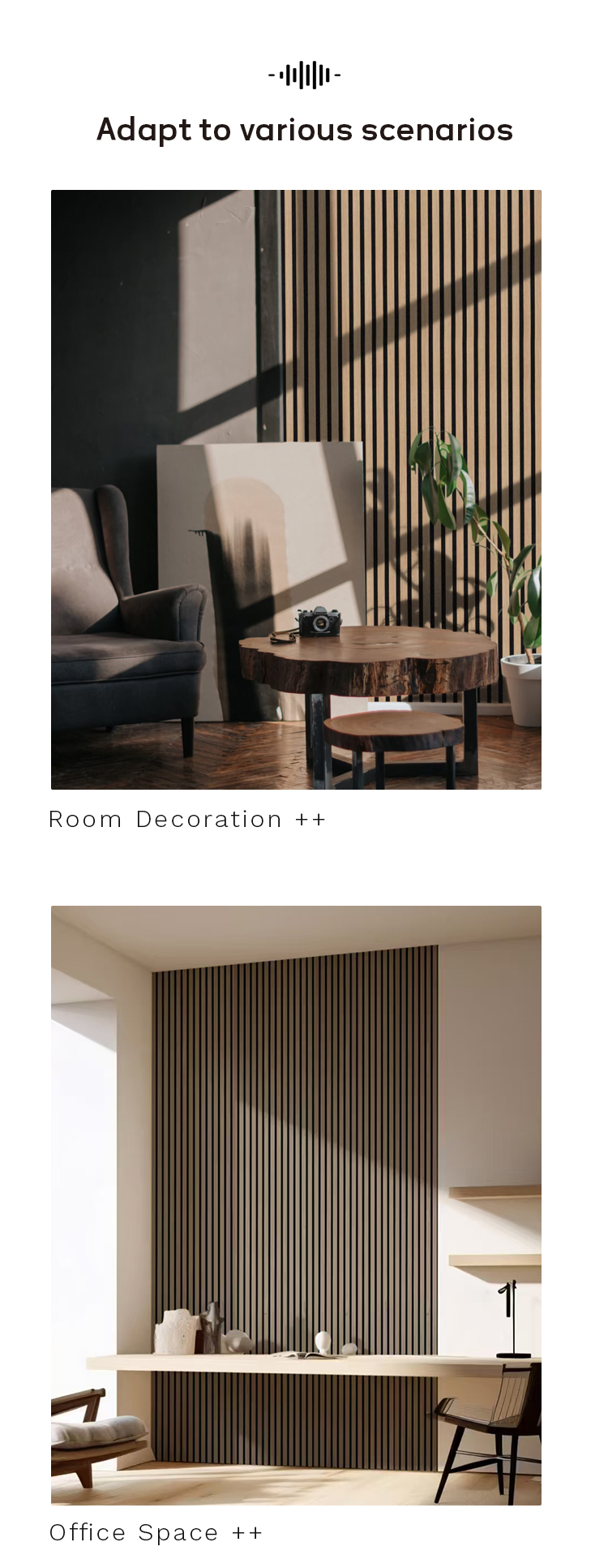 Acoustic MDF slat panel - Natural wood veneer (UV)