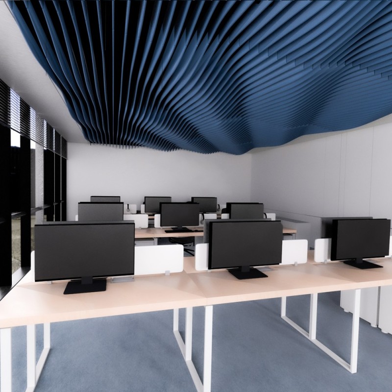 Custom Acoustic Ceilings - Suspended PET Panels with Artistic Patterns, Class A Fire Rated