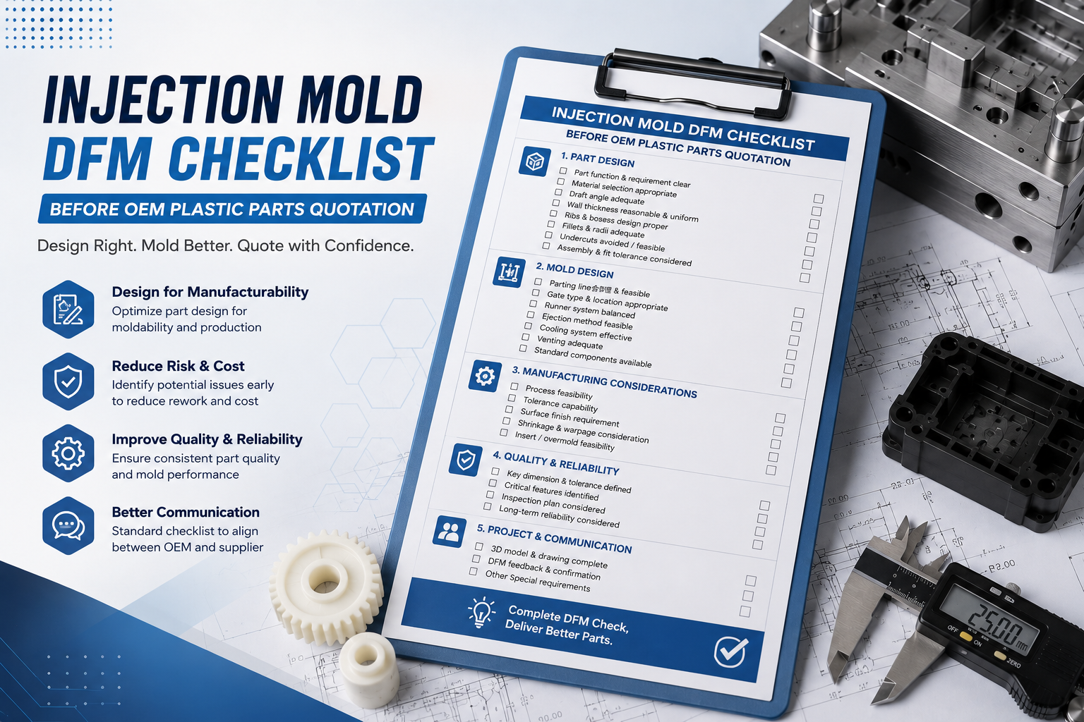 Liste de contrôle DFM pour moules d'injection avant de soumettre une offre pour pièces plastiques OEM