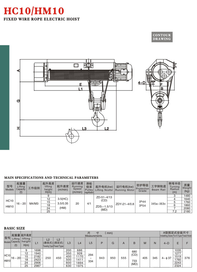 HC10 Wire Rope Hoist