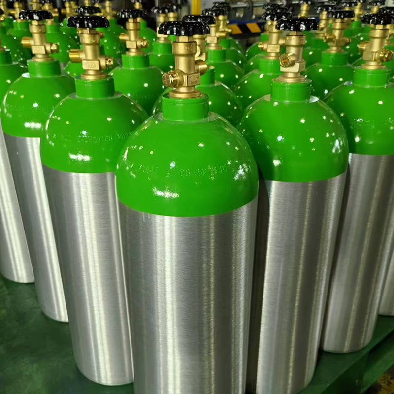 Cilindro de gas CO2 de aluminio para bebidas de 124 bares y 9,1 kg