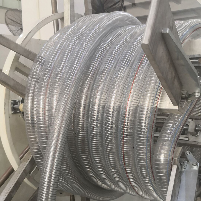 Steel spring reinforced PVC hose extrusion machine