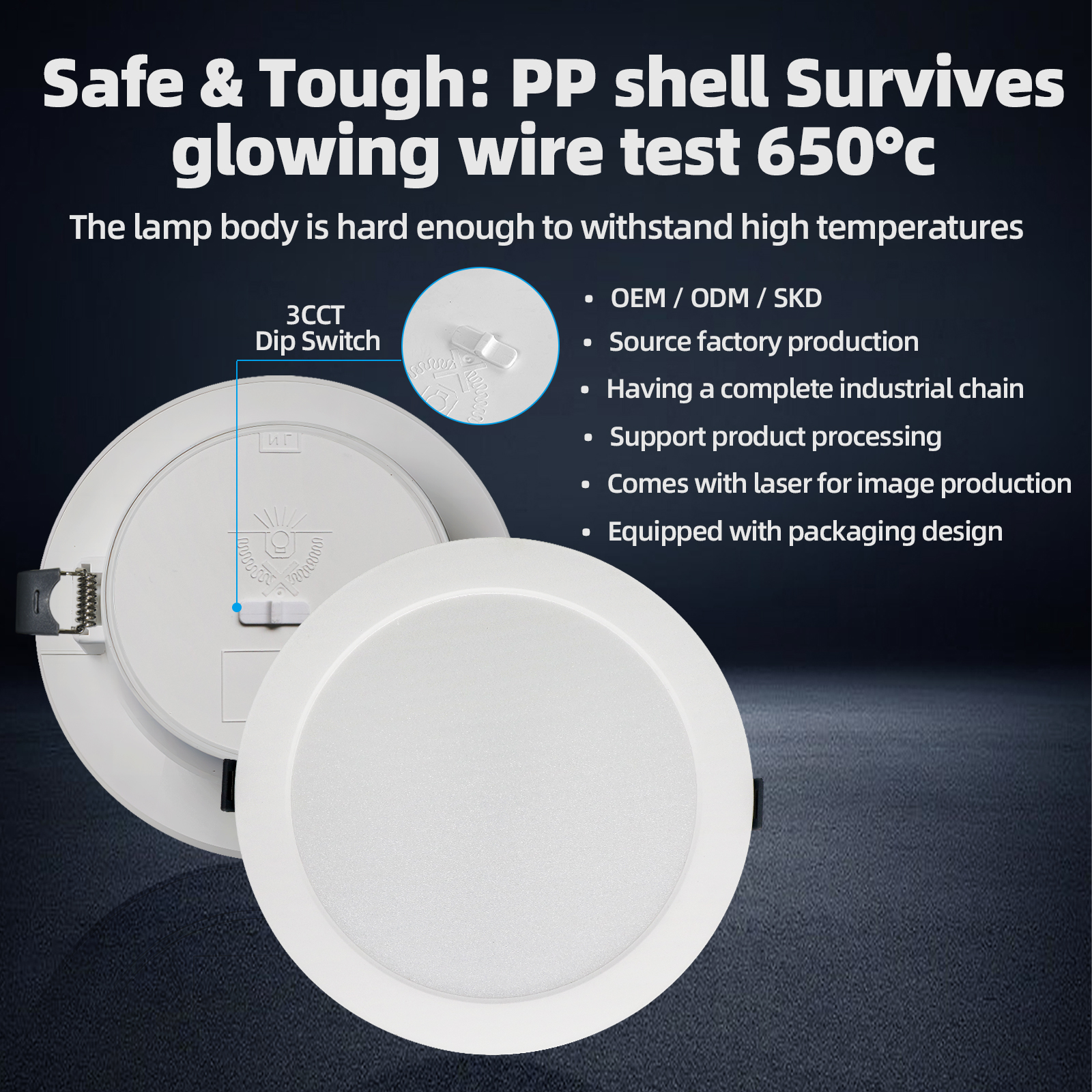 5W 7W 12W 16W 22W 3CCT Dip Switch Tri-color Adjustable Recessed Modern PP LED Downlight Panel Light Ultra-Slim Recessed CeilingAPL-PB-2510B