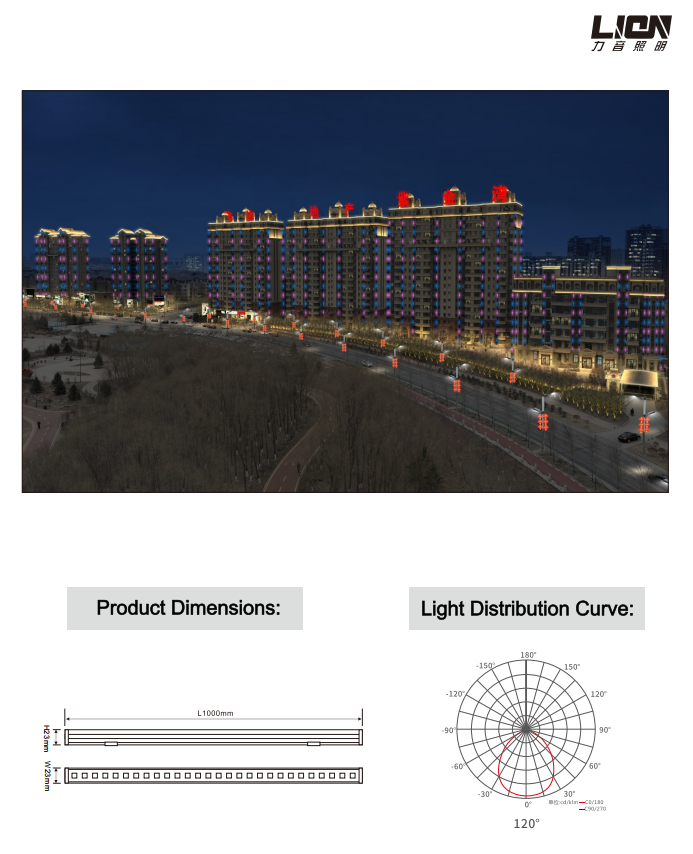 Printed Hole-Pattern Glass IP65 Led Linear Light LY-XTD-2008A1 B1
