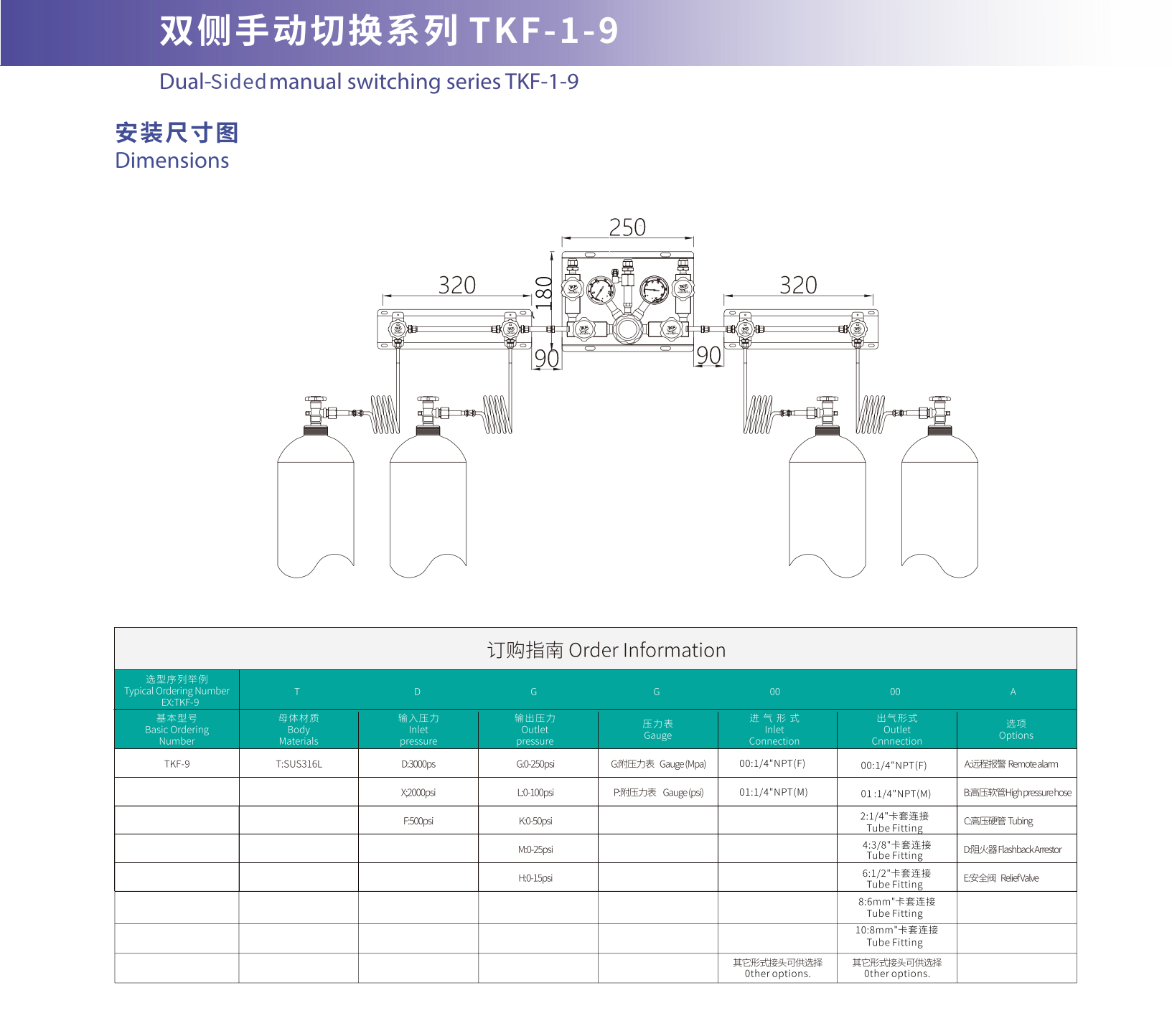Bilateral manual switching valve group TKF-6 Bilateral manual switching valve group TKF-6