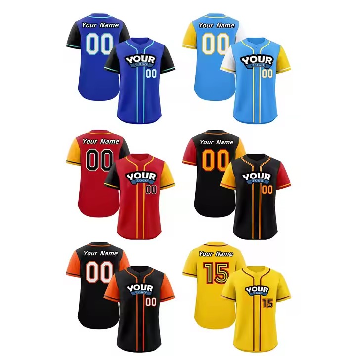 High Quality Short Sleeve Sublimation Sportswear Shirt Men Uniform Plain Cheap Baseball Jerseys