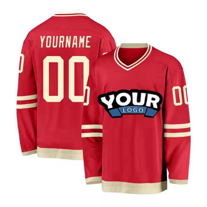 Wholesale Ice Hockey Sports Apparel Custom Mesh 100% Polyester Red Hockey Uniforms Ice Hockey Jersey