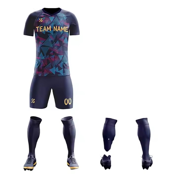 Wholesale Club Team Name Football Wear Uniform Sets Short Sleeves Men T Shirt Shorts Club Soccer Jersey