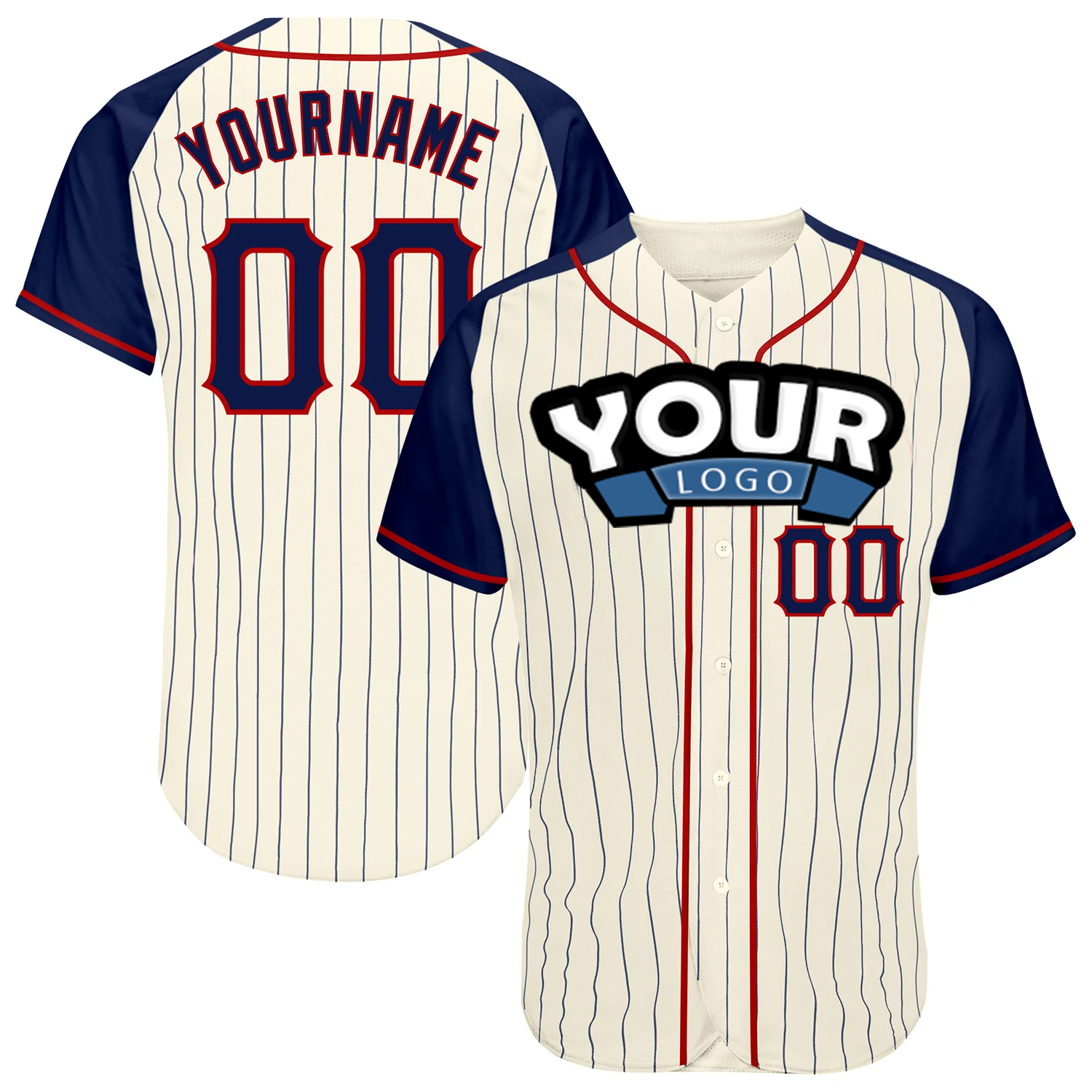 Sublimation logo Baseball Team Blank v Neck Striped Blank Custom Baseball Jersey Baseball Shirts