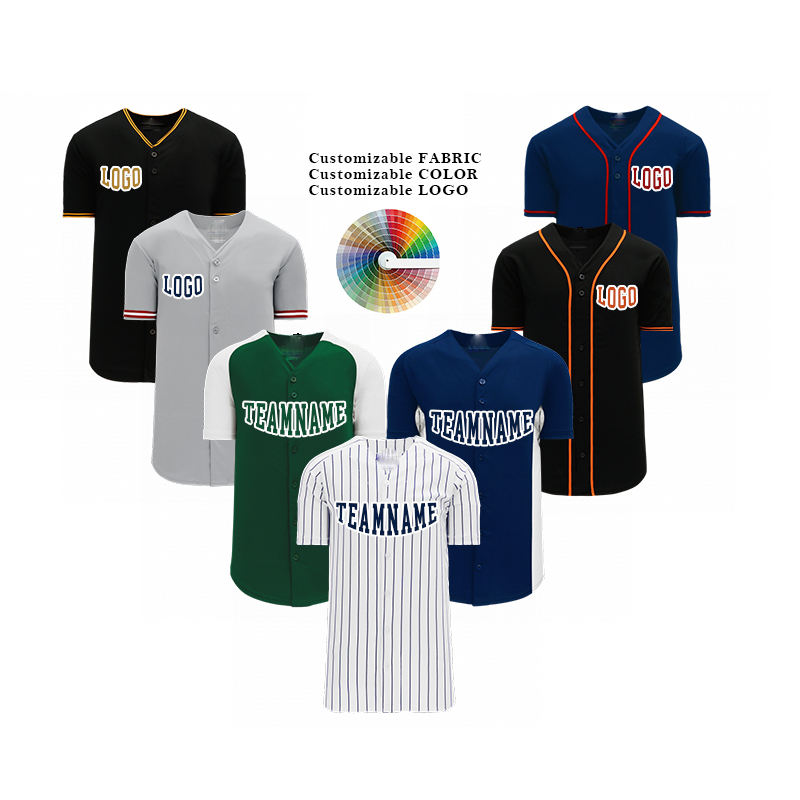 Sublimation logo Baseball Team Blank v Neck Striped Blank Custom Baseball Jersey Baseball Shirts