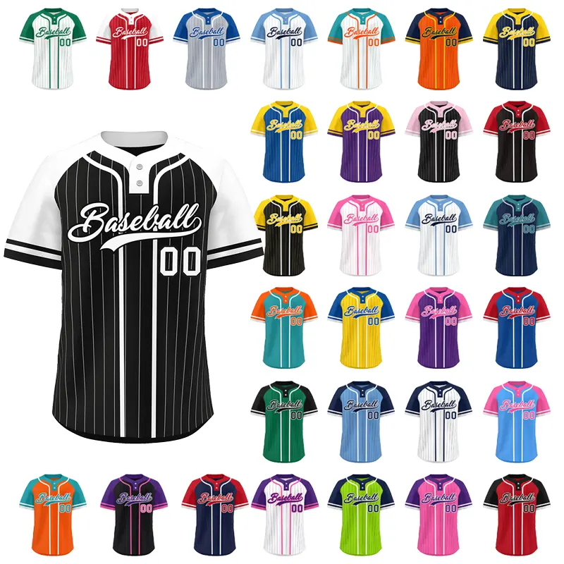 Youth Adult Kids Button-down Breathable Baseball Uniform Shirt Custom Cheap Team Baseball Jersey