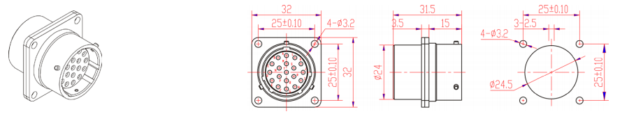 Female Male Metal Receptacle