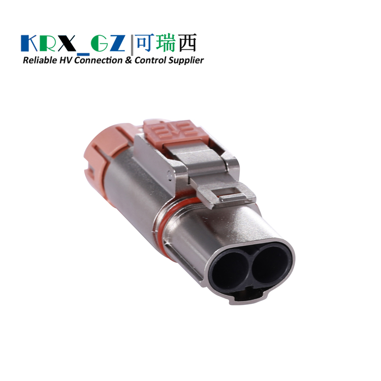HV Wire Connector 16A/25A/35A/60A 2 Pin Straight Metal Plug IP67 HVIL Connector For 2.5 mm² Shield Wire