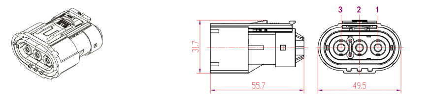60A/1500V 3Pin Plastic plug