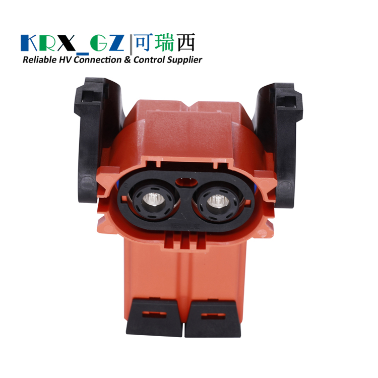 High Voltage Busbar Socket Connector 2 Pin Plastic Receptacle IP67 X Coded With Shield Cable 200A