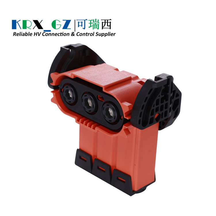 High-Voltage Interconnection Connectors for EV HEV 3 Pin Right Angle Plastic Plug 150A IP67 Shield