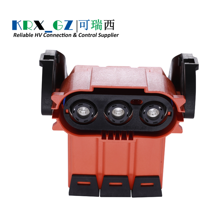 High-Voltage Interconnection Connectors for EV HEV 3 Pin Right Angle Plastic Plug 150A IP67 Shield