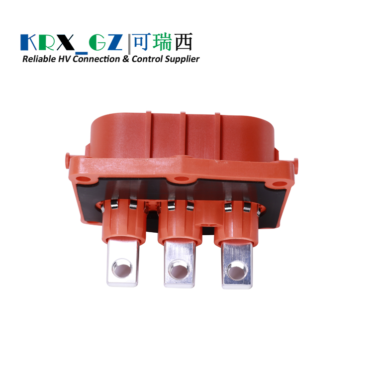 High-Voltage Interconnection Connectors for EV HEV 3 Pin Right Angle Plastic Plug 150A IP67 Shield