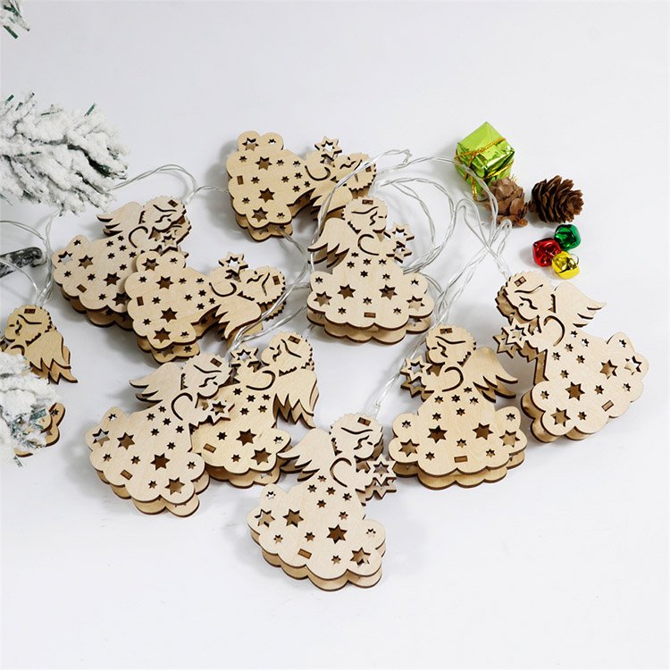 Christmas atmosphere Custom wholesale LED Wooden Christmas Tree Pendant