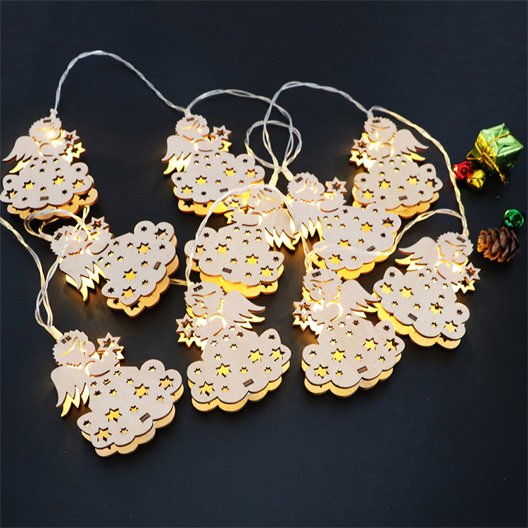 Christmas atmosphere Custom wholesale LED Wooden Christmas Tree Pendant