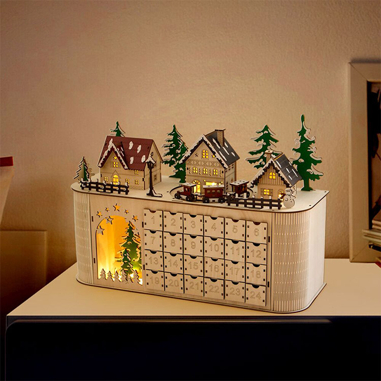 2025 New 3D Wood Christmas Advent Calendar With Moving Train 2025 New 3D Wood Christmas Advent Calendar With Moving Train