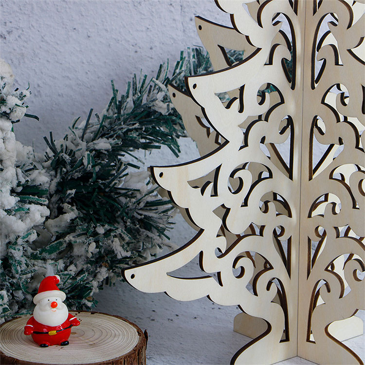 Customized Laser Cut 3D Plywood Christmas Tree For Tabletop Decoration