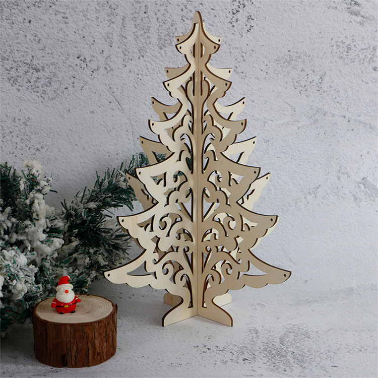 Customized Laser Cut 3D Plywood Christmas Tree For Tabletop Decoration