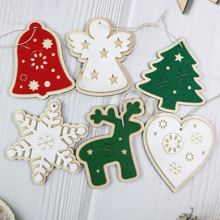 Wooden Christmas Pendants Christmas Tree Decoration Felt Ornaments For 2025 Christmas