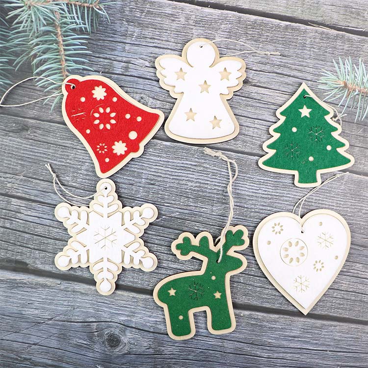 Wooden Christmas Pendants Christmas Tree Decoration Felt Ornaments For 2025 Christmas