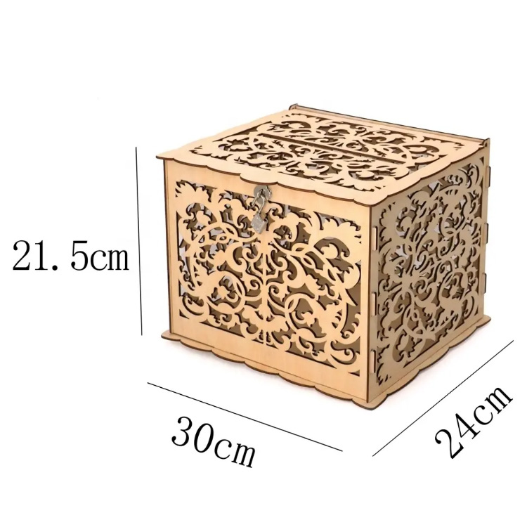 Plywood Laser Cutting Wood Gift Boxes Wood Wedding Invitation Card Box