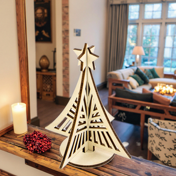 Factory direct wholesale laser cut wooden Christmas tree table decoration