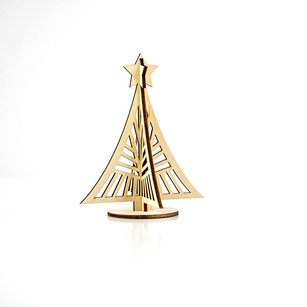 Factory direct wholesale laser cut wooden Christmas tree table decoration