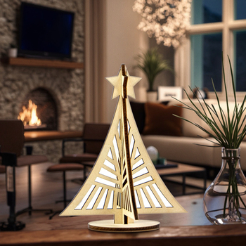 Factory direct wholesale laser cut wooden Christmas tree table decoration