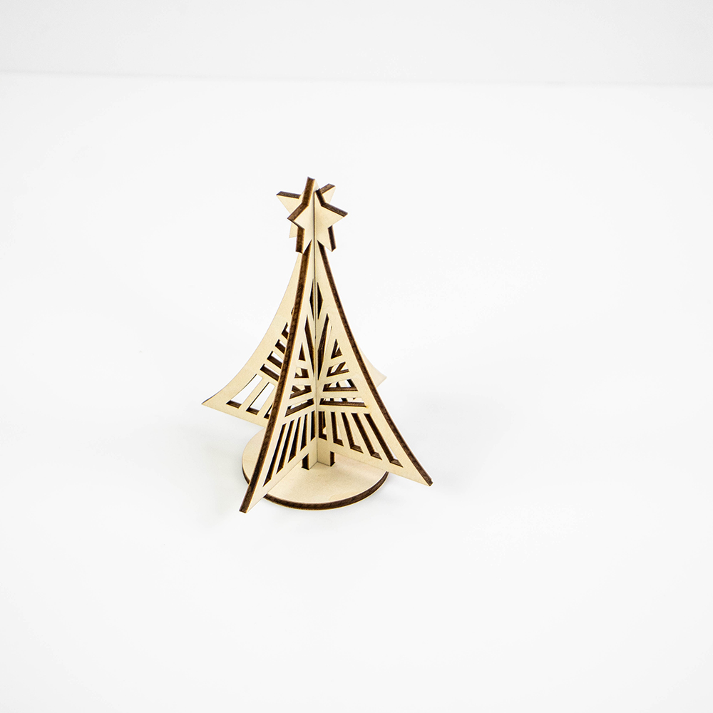 Factory direct wholesale laser cut wooden Christmas tree table decoration
